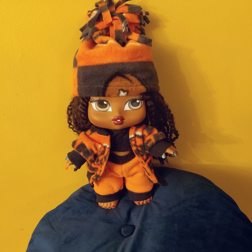 Cozy Orange & Brown Fleece Doll Outfit Set
